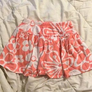 Girls pink flower patterned skort